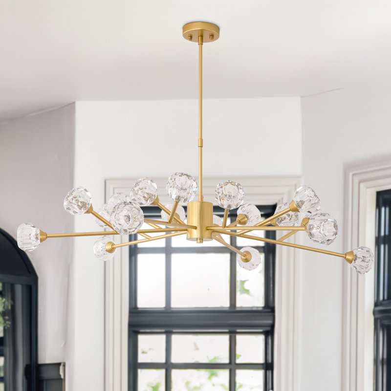 Lustre linéaire moderne Spoutnik à intensité variable de 18 po de 43 po Croyd, Doré
