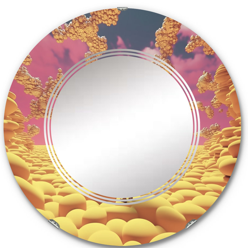 Portici - Miroir mural moderne rond, 24 po x 24 po