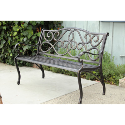 Kahn Classic Scroll Cast Aluminum Park Bench by Astoria Grand