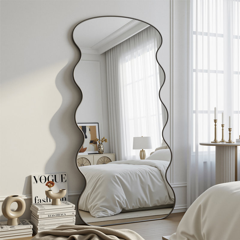 The Wave Full-Length Mirror, 76" x 34", Black