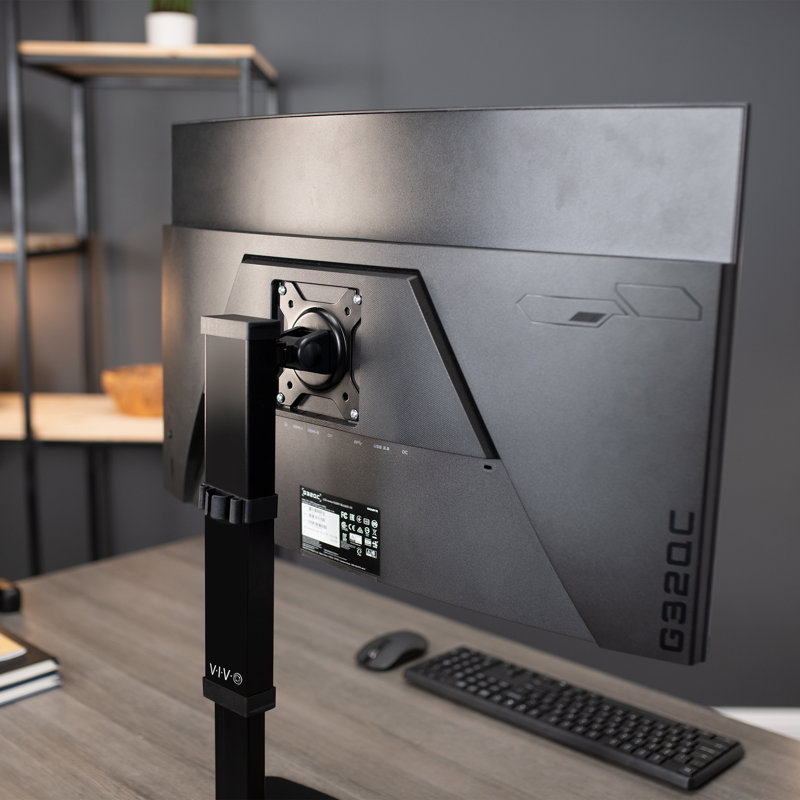 VIVO Black Steel Adjustable Single Monitor Desk Stand