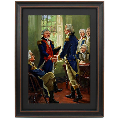 Framed Washington Assures Captain John Paul Jones Of His First Command By Henry Hintermeister