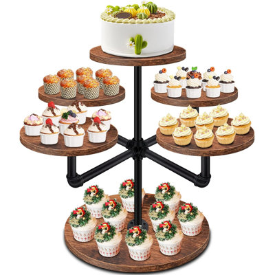 3 Tier Wood Cupcake Stand, 50-Capacity Tiered Dessert Display Set for Party, Wedding & Birthday