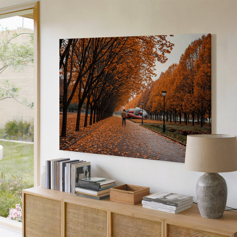 Toile, "Un parc serein, scène d'automne", H 9 po x l 12 po