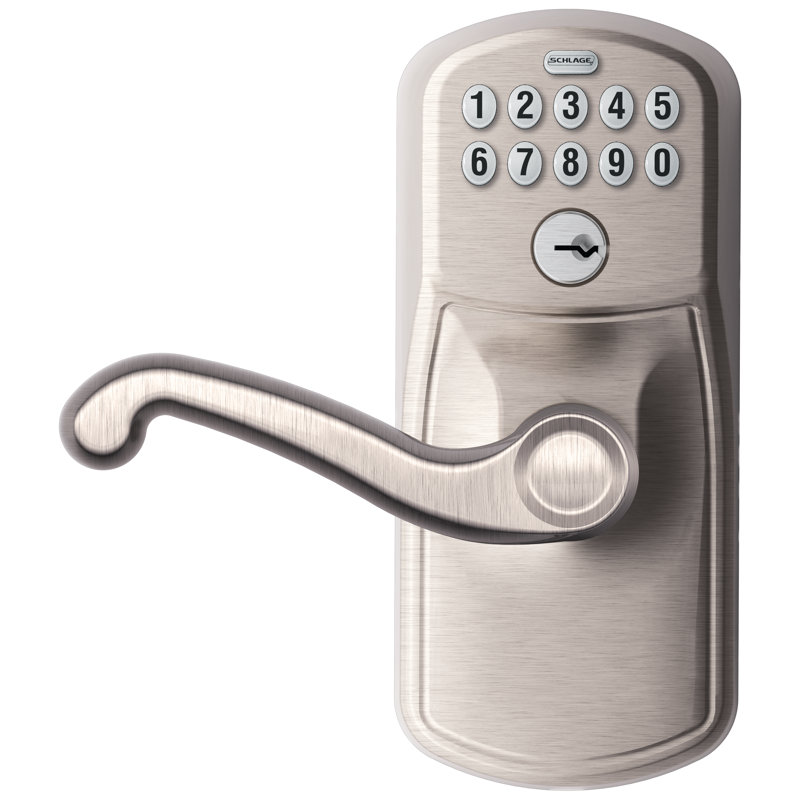 Flair Keypad Lever with Plymouth Trim, Satin Nickel