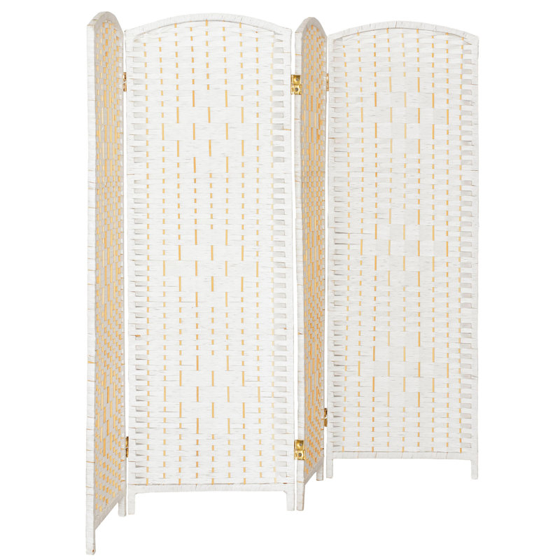 2 Ft. Tall Diamond Weave Fiber Room Divider - Dark Mocha - 8 Panel, 4, 4 ft, White