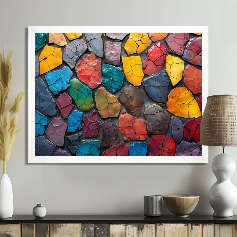 Carreaux de mosaïque colorés, beauté I - Boho, Cadre photo blanc, H 12 po x l 20 po
