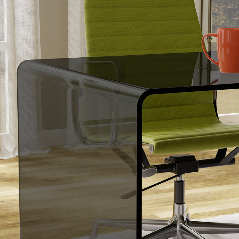 Bureau d'écriture en verre trempé All Clear, Gris, H 29 po x l 50 po x P 27,5 po