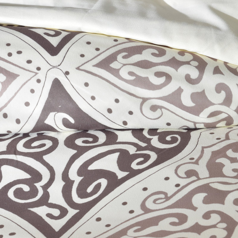 Curly Rhombus Traditional Polyester Damask Duvet Cover, Queen Duvet Cover