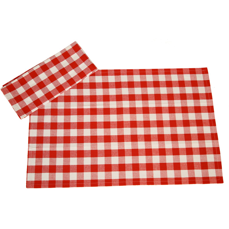 Serviette de cuisine en coton Dorine, Rouge / blanc