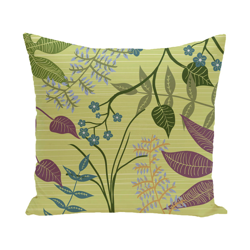 Housse de coussin d'extérieur carré Botanical Blooms, H 18 po x l 18 po x P 7 po, Vert