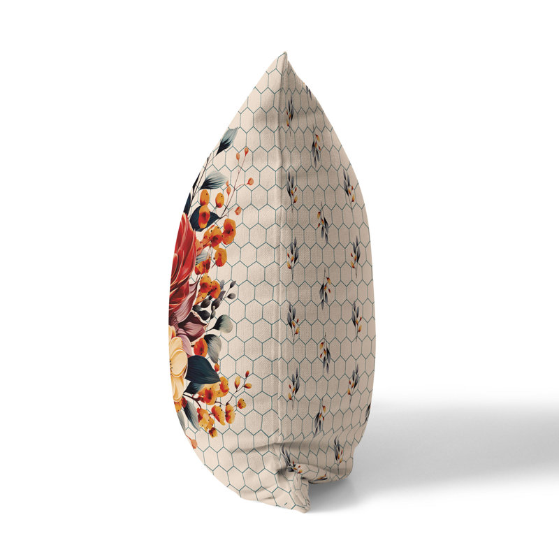 Coussin Petal Poetry, Rouge / Orange, H 18 po x l 18 po