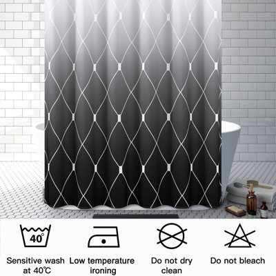 Rideau de douche noir et blanc ombré noir pour rideaux de salle de bain en tissu géométrique, ensembles de rideaux de bain à texture simple et hydrofuge 72 po x 72 po