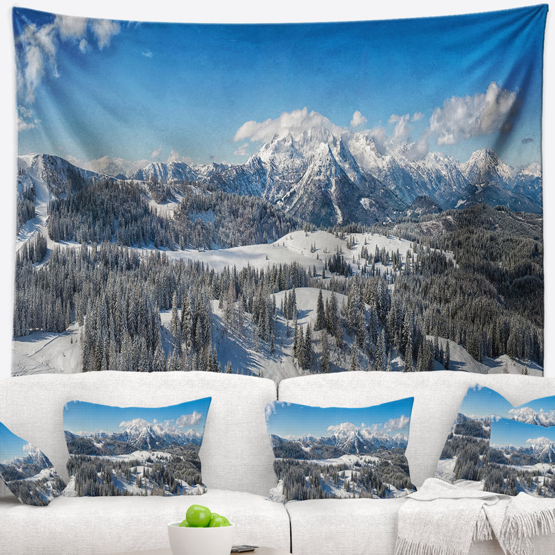 Tapisserie panorama de alpes de jardin autrichien, H 50 po x l 60 po