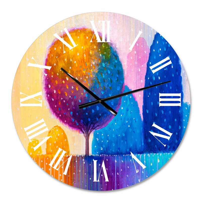 Arbre coloré coloré X - Horloge murale moderne, Moyen
