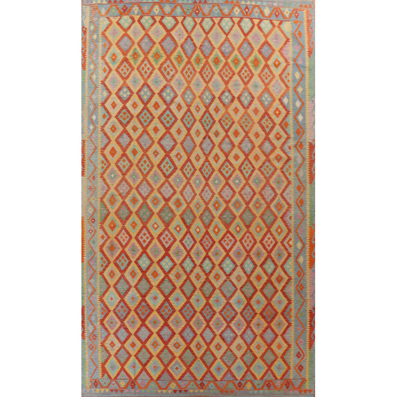 Tapis multicolore en laine Kilim 10 x 16