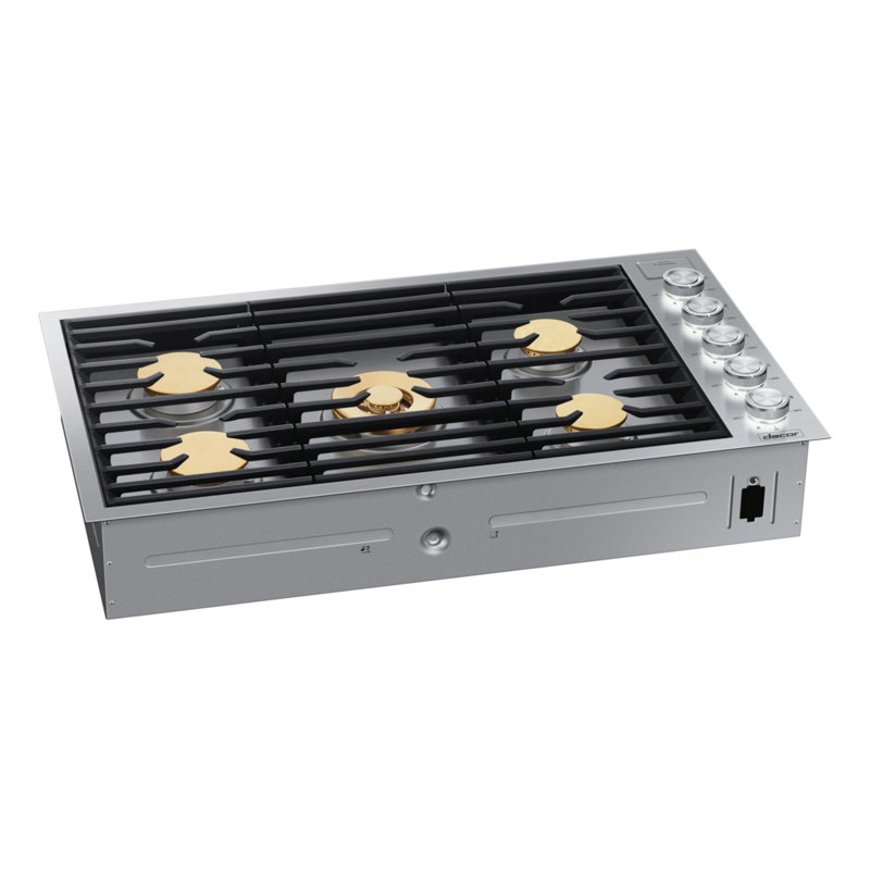 36" Gas 5 Burner Cooktop, Silver Stainless