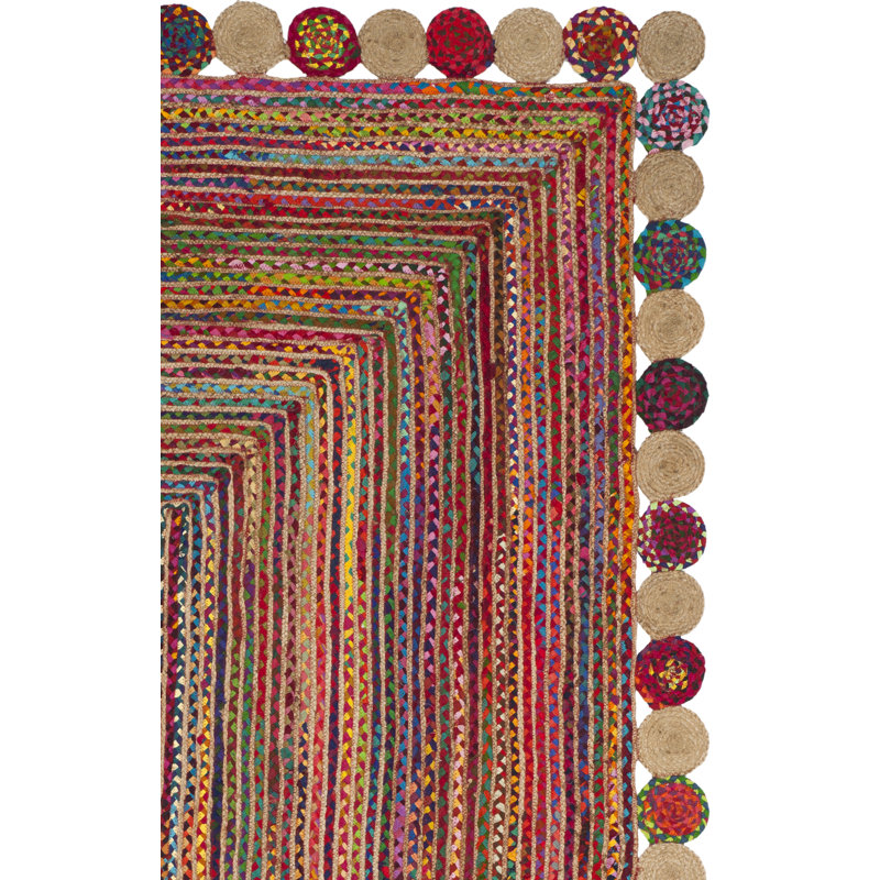Tapis rouge tissé à la main Herzig, Carré 6 pi