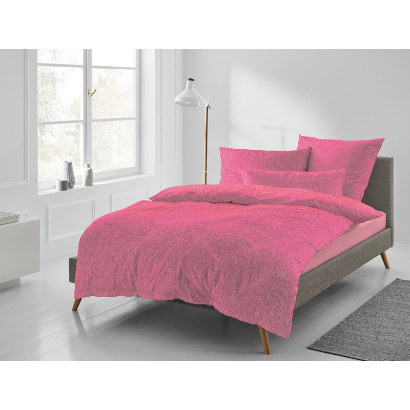 Carla Cotton 81 TC Duvet Cover Set, 220 x 240cm - 2 Pillowcases (80 x 80 cm), Red