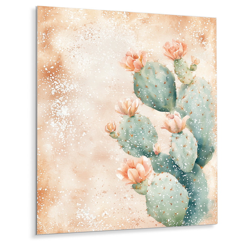 Pastel Dream Of Cactus II - Floral Metal Wall Decor, Floral Cactus Metal Print, 20" H x 12" W x 0.84" D