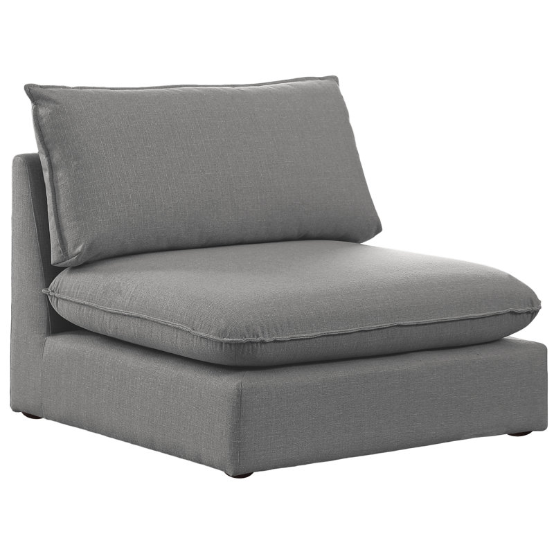 Lin durable sans accoudoirs Tupman Beige, Tissu gris texturé en lin