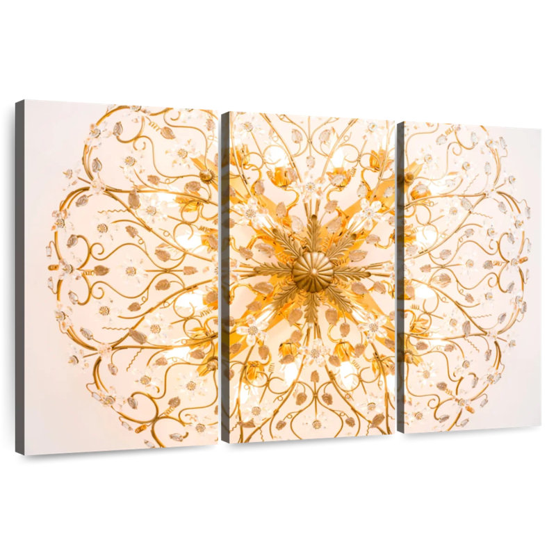 Kerner Floral Gold Chandelier, 42" H x 65" W