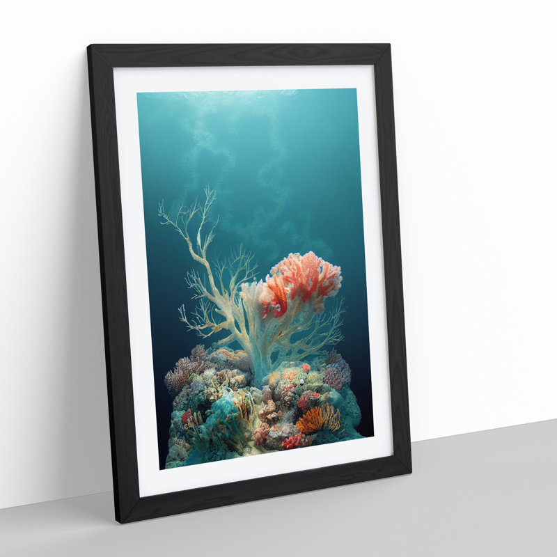 Astonishing Coral Reef - Single Picture Frame Print, 64cm H x 46cm W x 2cm D, Black Framed