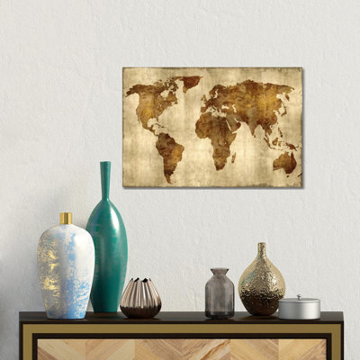 The World - Bronze On Gold by Russell Brennan - Print on Canvas