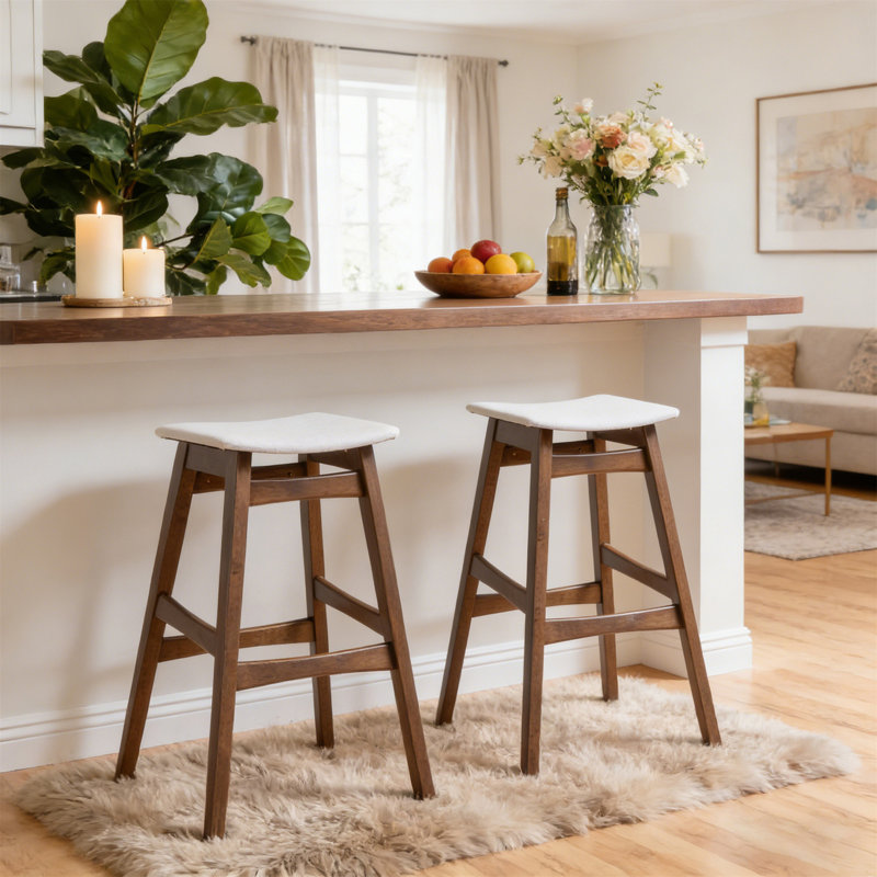 Bar Stool,Set Of 2 (Not Including Table), Light Beige