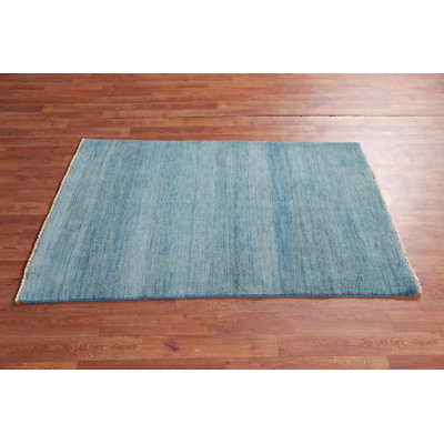 Tapis oriental rayé bleu Gabbeh 3 x 5