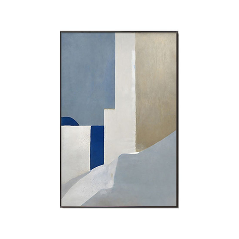 Peinture abstraite géométrique de salon, peinture murale bleue sur fond de canapé, H 47,24 po x l 31,5 po