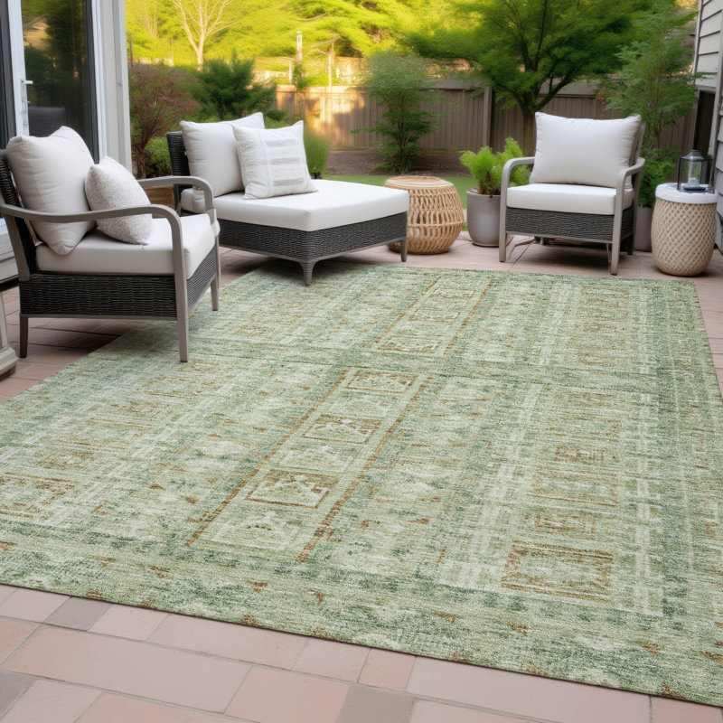 Tapis intérieur / extérieur lavable à la machine Brathwaite ACN2173, Rectangle 10 pi x 14 pi