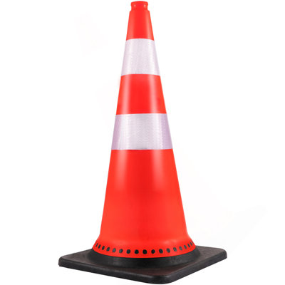 Cônes de sécurité, cônes de circulation de 8 x 30 po, cônes de construction orange en PVC, cônes de circulation à colliers réfléchissants avec base lestée noire utilisés pour le contrôle de la circulation, le stationnement de l'allée et l'amélioration de l'école