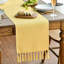 Yellow Boho Rural Rustic Farmhouse Tassel Table Runner, 33x143 cm Spring Kitchen Dining Table Decoration Wedding Holiday Party Decor