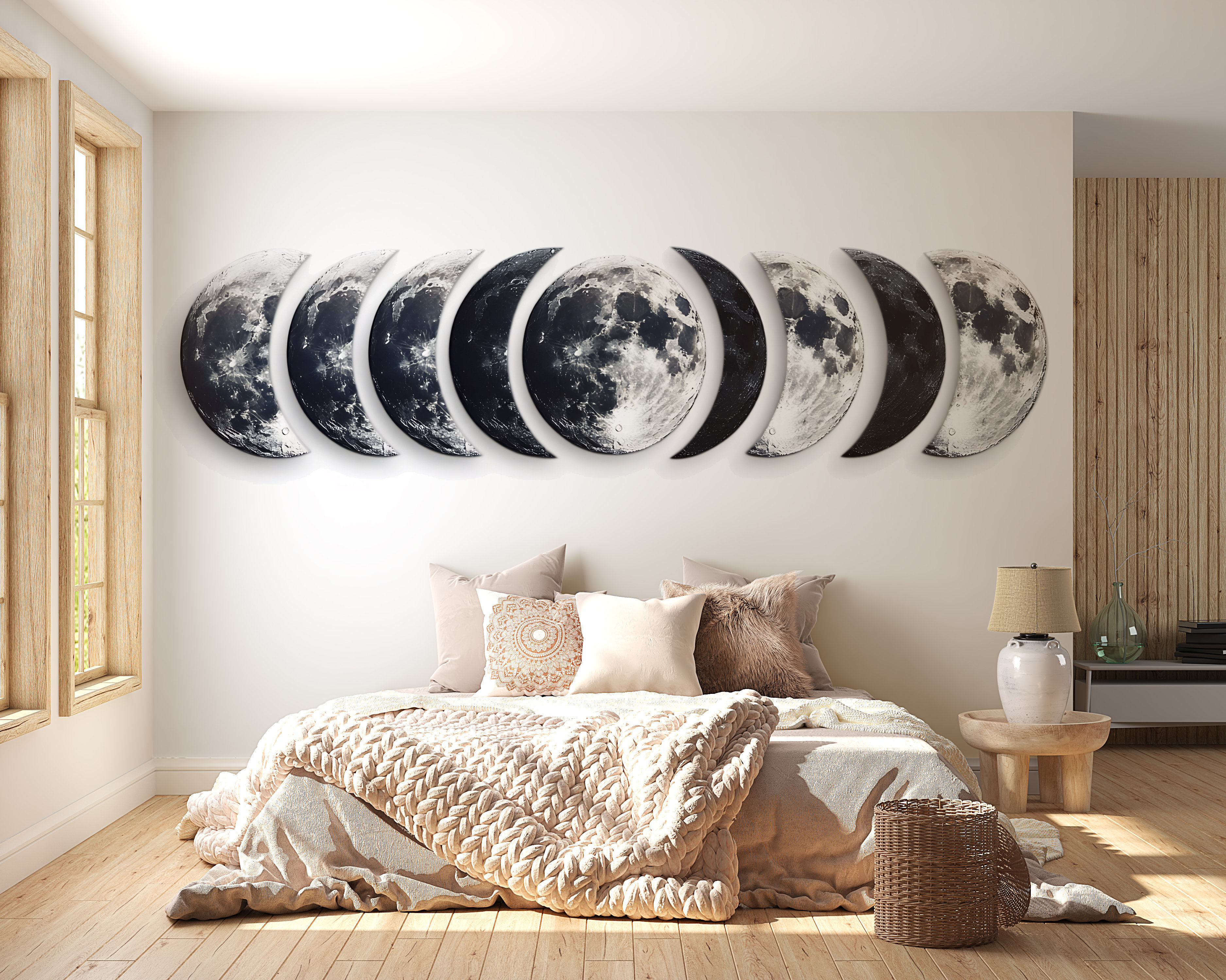 Trinx Moon Phase Wall Art, Lunar Moon Wall Decor, Celestial Bedroom Art ...