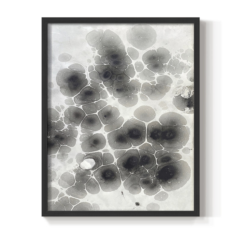 Marbling VIII Framed Print - Solid Wood, Black, 11" H x 9" W