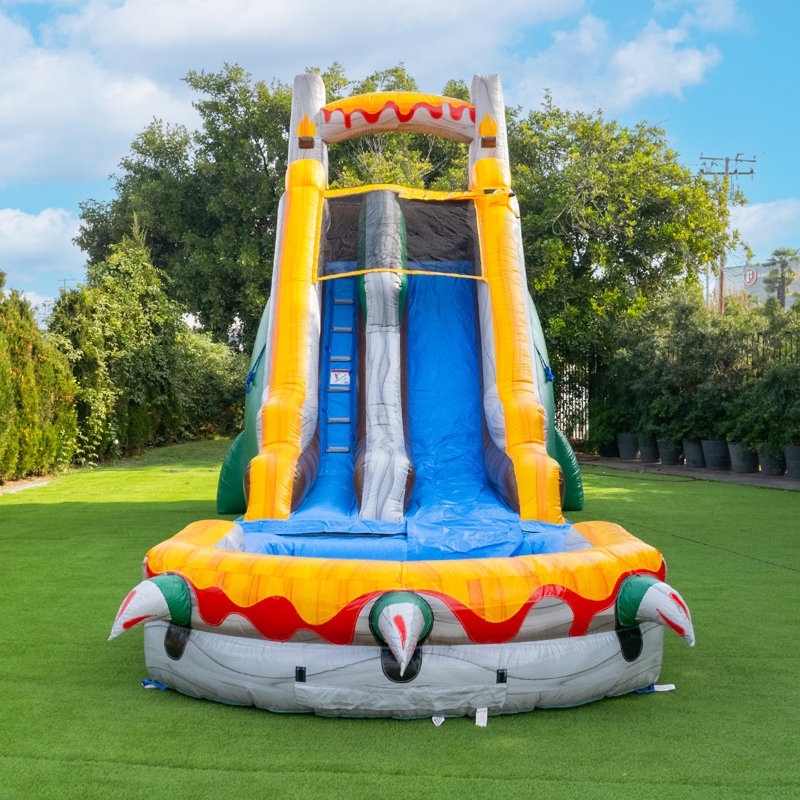 Herokiddo T-rex 18' Water Slide With Detachable Pool, For Kids And Adults, Commercial Grade, 100% Pvc Vinyl, Outdoor Backyard, Summer Fun, Blow Up Inflatable (blower Included)