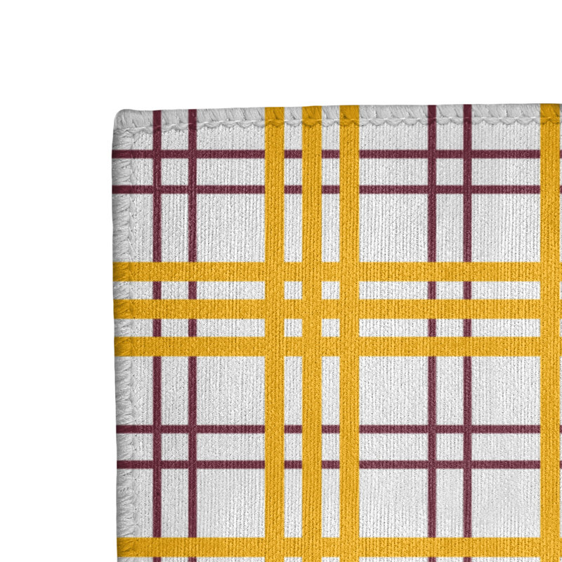 Tapis jaune / blanc à carreaux, Rectangle 3 pi x 5 pi