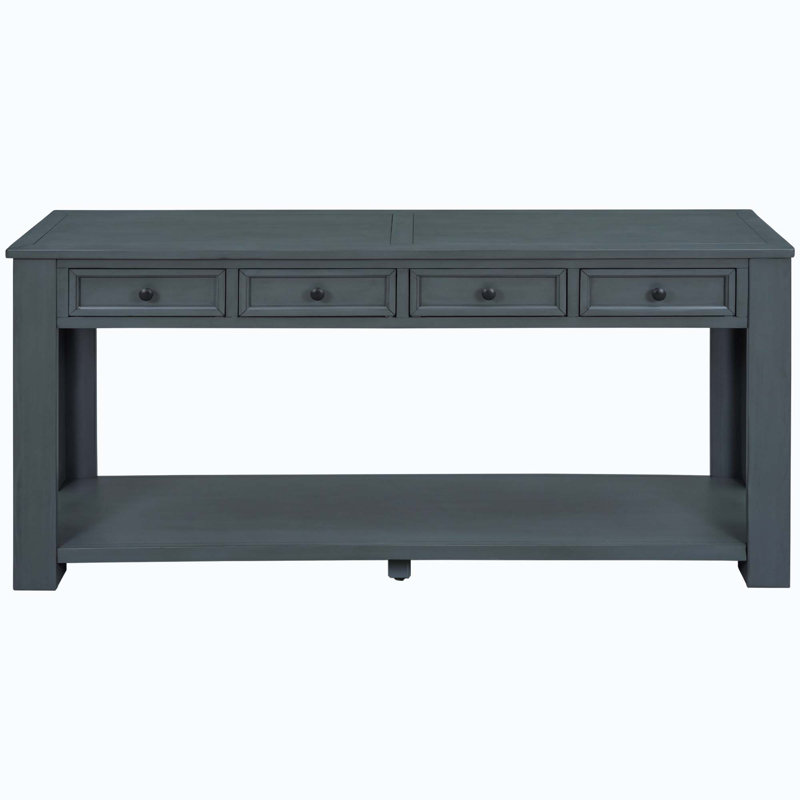 3-Drawers Storage  Console Table with Bottom Shelf for Entryway Hallway, Navy
