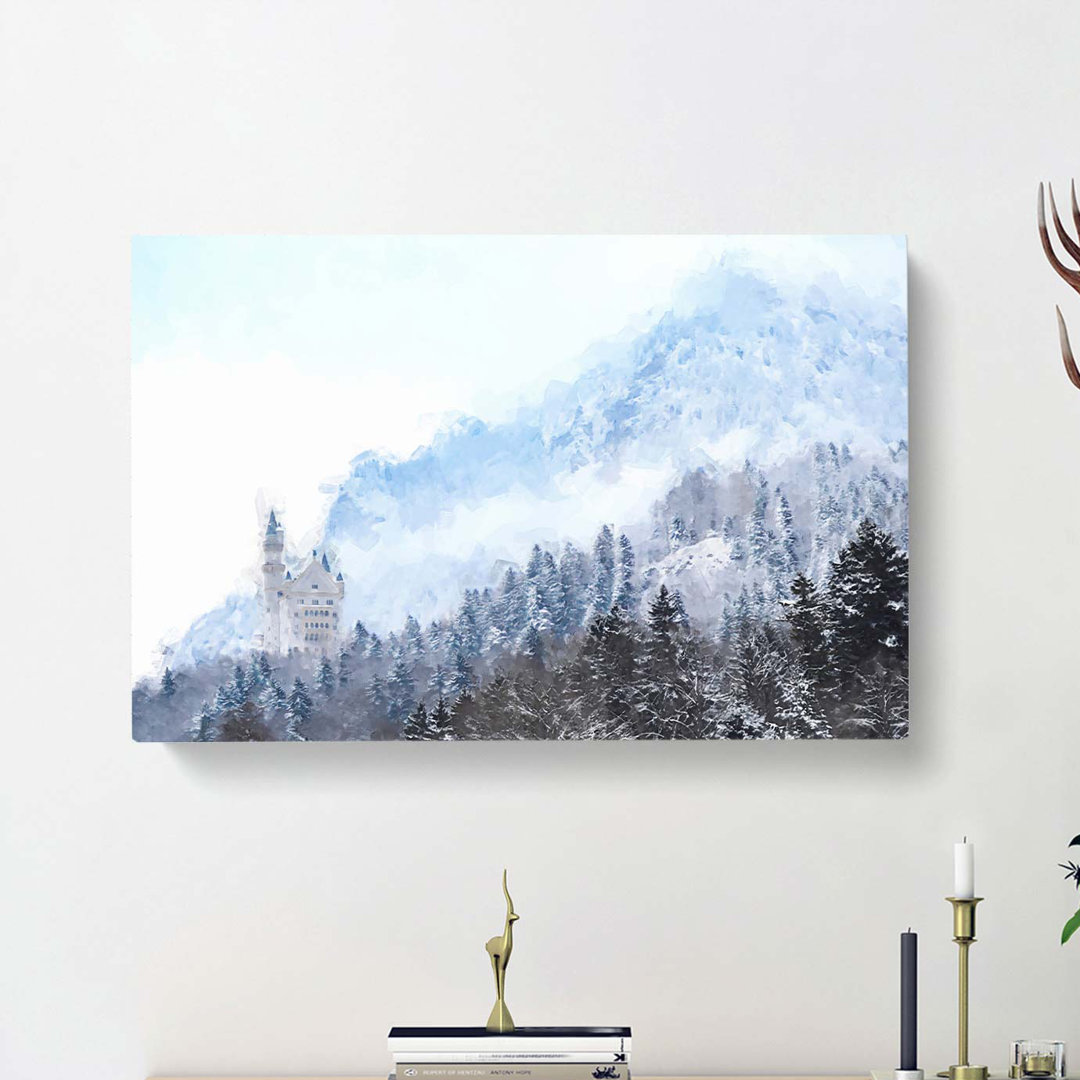 Neuschwanstein Castle In Germany In Abstract - Wrapped Canvas