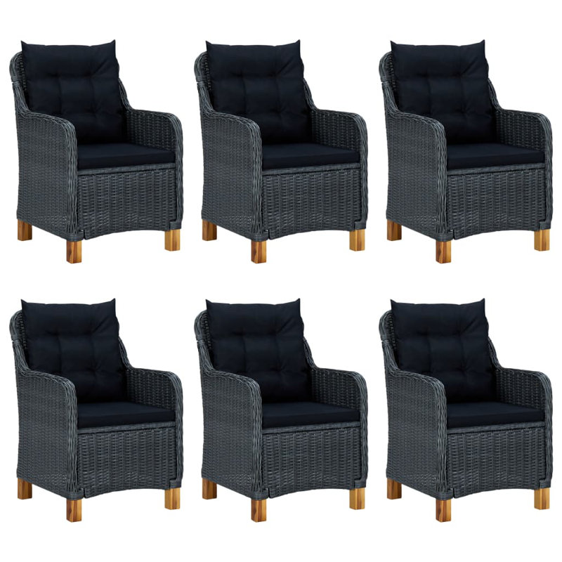 7 Piece Patio Dining Set, Dark Gray, 35.4" W x 59.1" L x 29.1" H