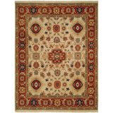 Setta Wool Oriental Area Rug in Ivory/Red