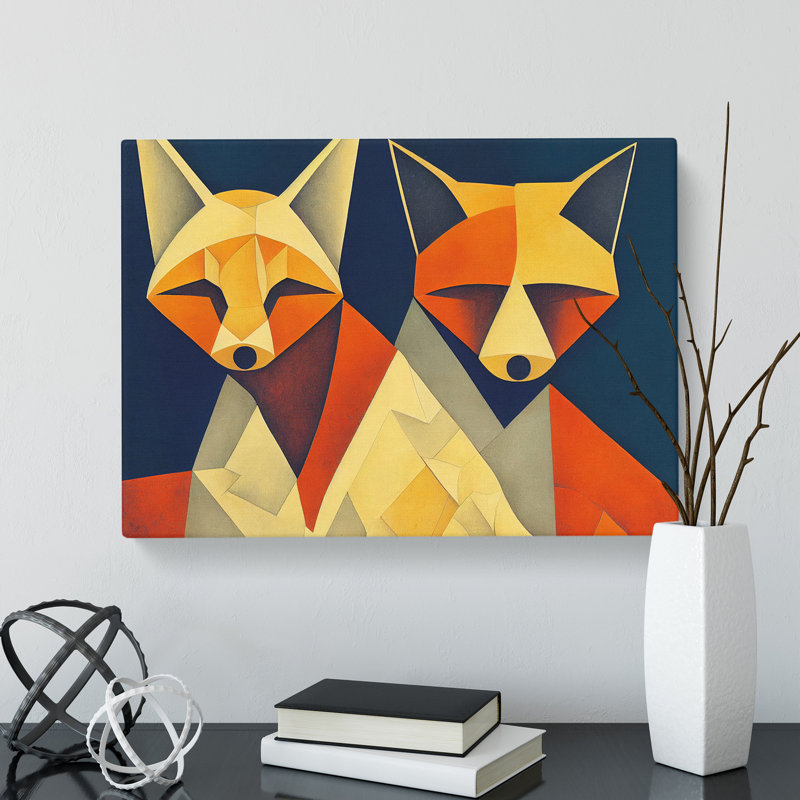 Two Abstract Foxes Vol.3 - Wrapped Canvas, 35cm H x 50cm W x 3cm D