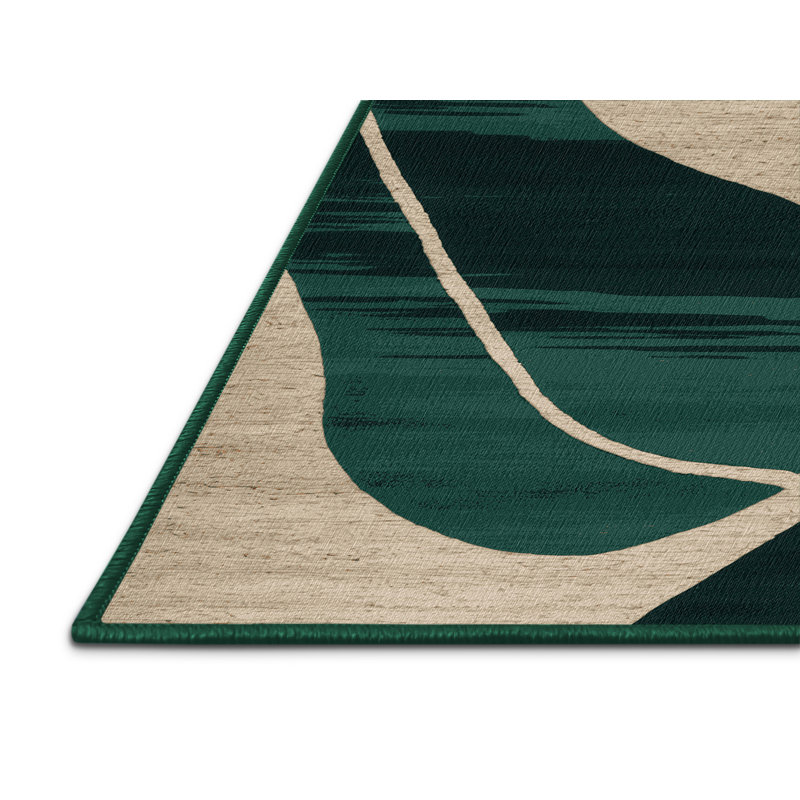 Tapis vert aquarelle lavable à la machine, Rond 3 pi