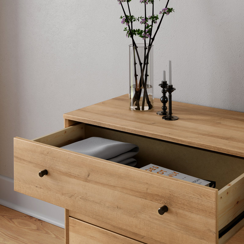 Orrsville Oak 3 Drawer 31" W Nightstand, Dresser for Bedroom Nightstand Bedside Table End Table with 3 Drawers, Natural Oak