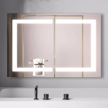 Frameless Bathroom Wall Mounted Mirror Cabinet with 3 Doors and