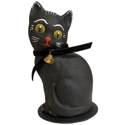  Paper Mache Candy Container - Cat With Bell