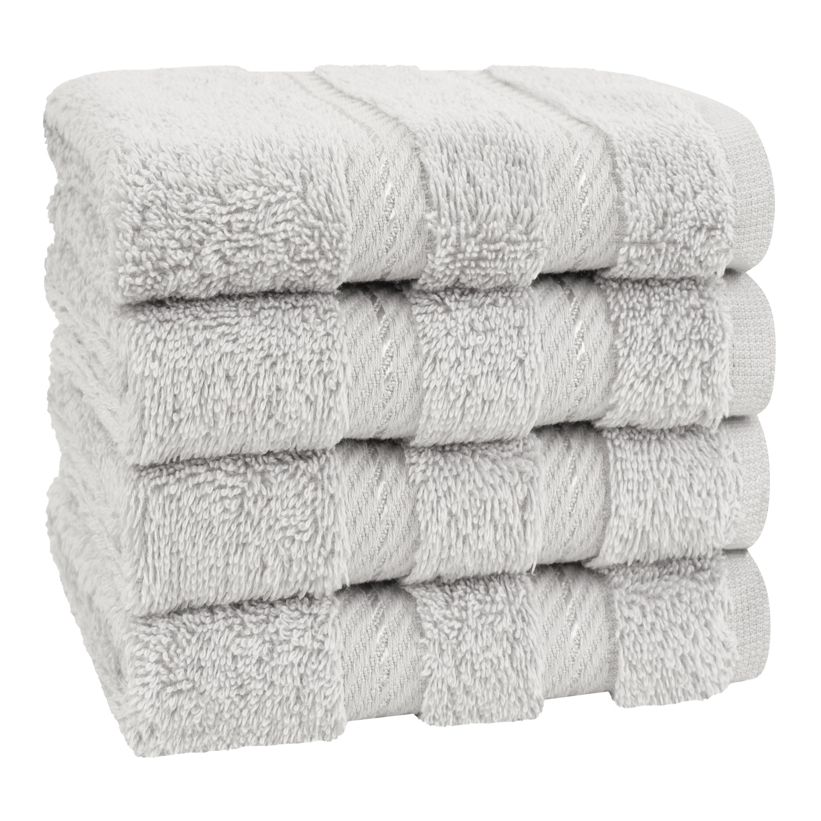 Darcelle 100% Cotton 4-Piece Turkish Washcloth Set, Silver Gray