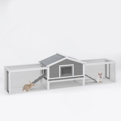 Cage à lapin durable en bois à 2 étages avec plusieurs caractéristiques fonctionnelles pour une utilisation extérieure
