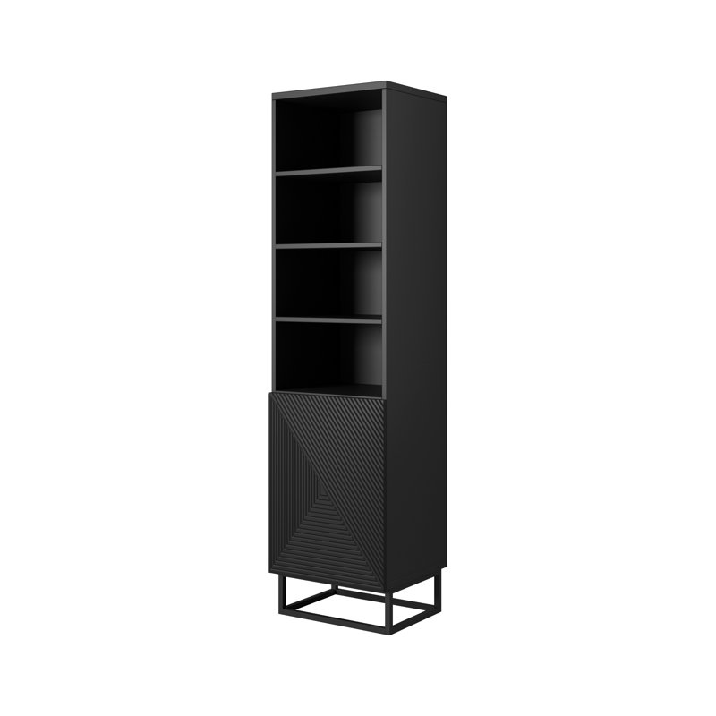 Azjon 190cm H x 50cm W Standard Bookcase, Black
